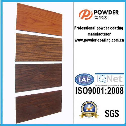 Wood color heat transfer powder coatings