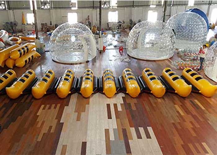 Banana Boat Inflatable 0.9mm PVC 3 Person Blow Up Water Toys For Lake And Sea