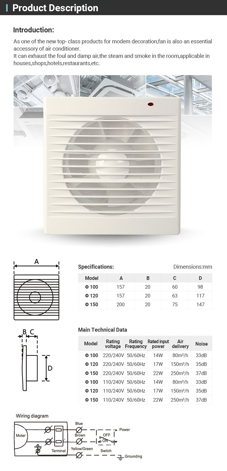 Mechanical Life 3 Years Mixed-Flow 2 Speed Inline Duct Extractor Fan For Hydroponic Growing Systems