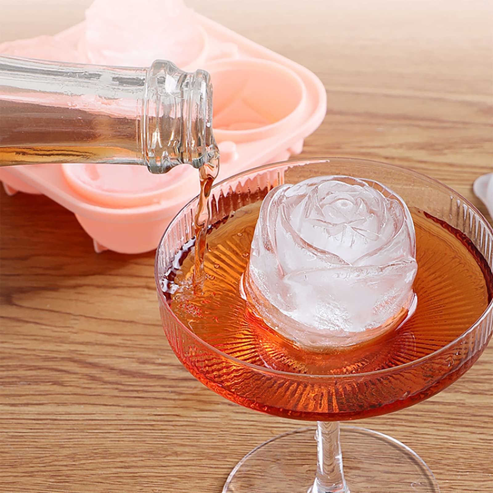 Silicone Rose Ice Cube Molds For Cocktails Whiskey XL Rose Flower Ice Cube Chocolate Soap Tray Mold Silicone Party Maker