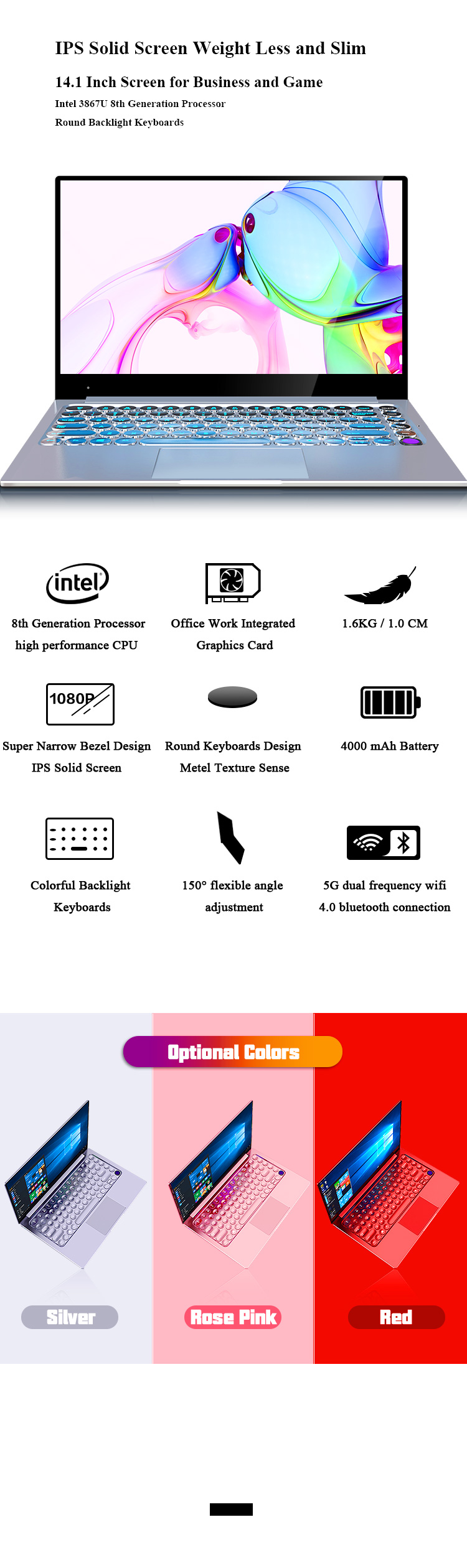 Portable Laptops 14 Inch Notebook Slim Ultra-thin Quad Core I7 Laptop in Portugal