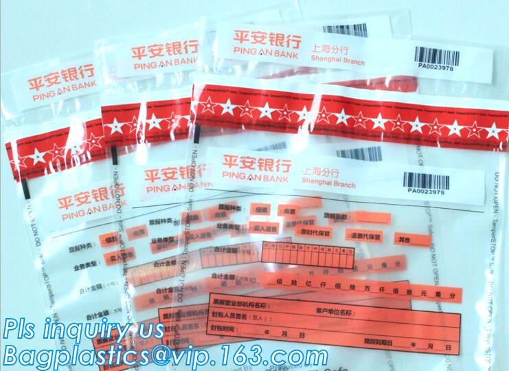 Security plastic bag with adhesive tape for cash, plastic money bag, Security Money Cash Bag For Airport/Bank and police