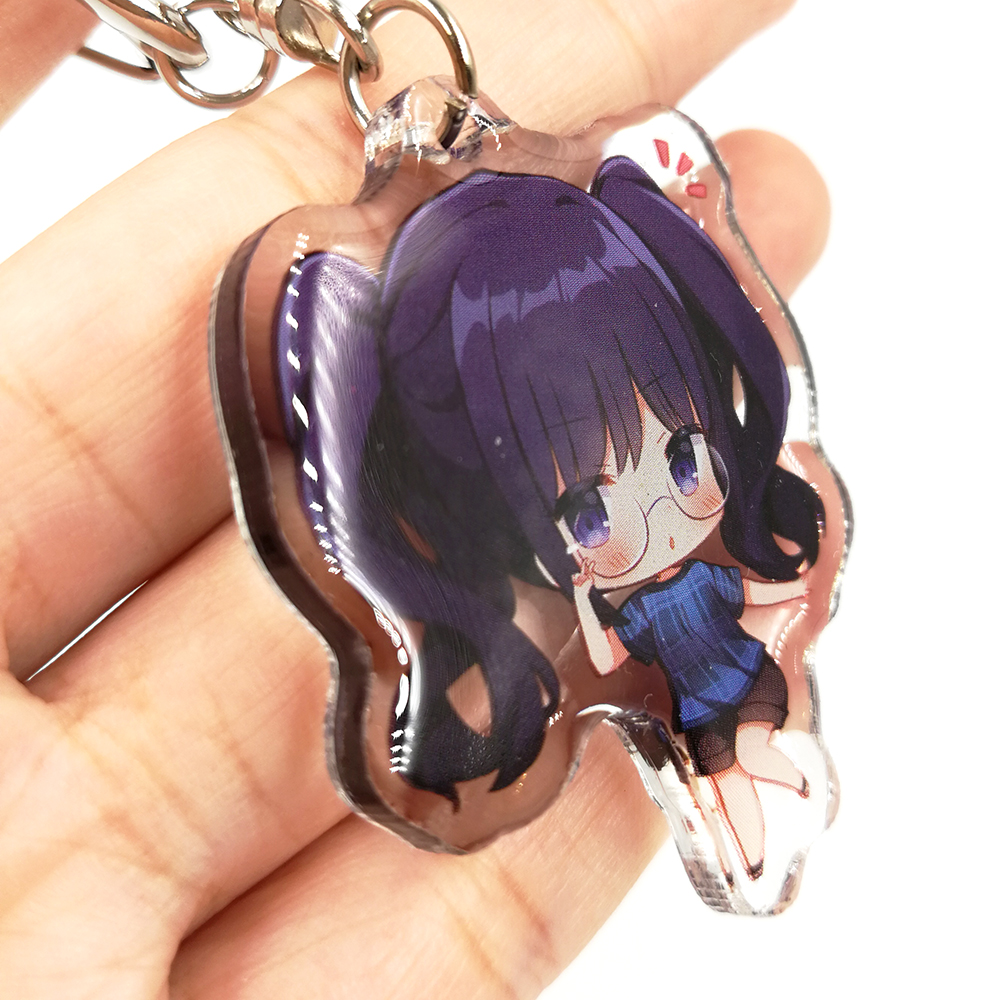 Custom promotional transparent epoxy shiny acrylic charm resin glitter keychain for advertising gifts