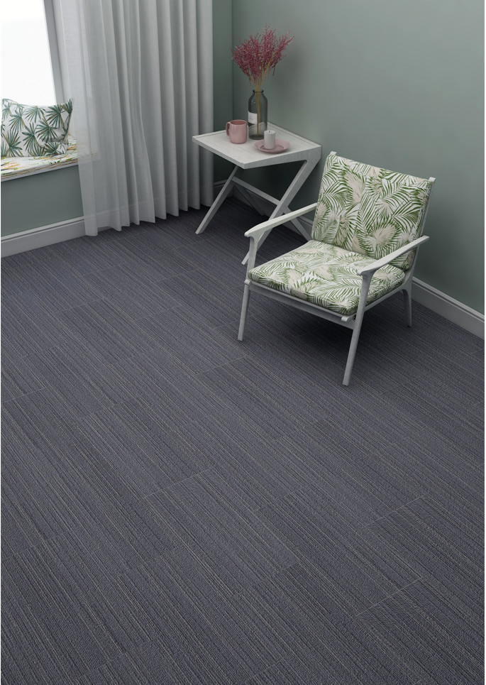 Dark Grey Carpet Vinyl Flooring Waterproof 4mm Click Stone Plastic Composite For Office Greenpy SY-C1012