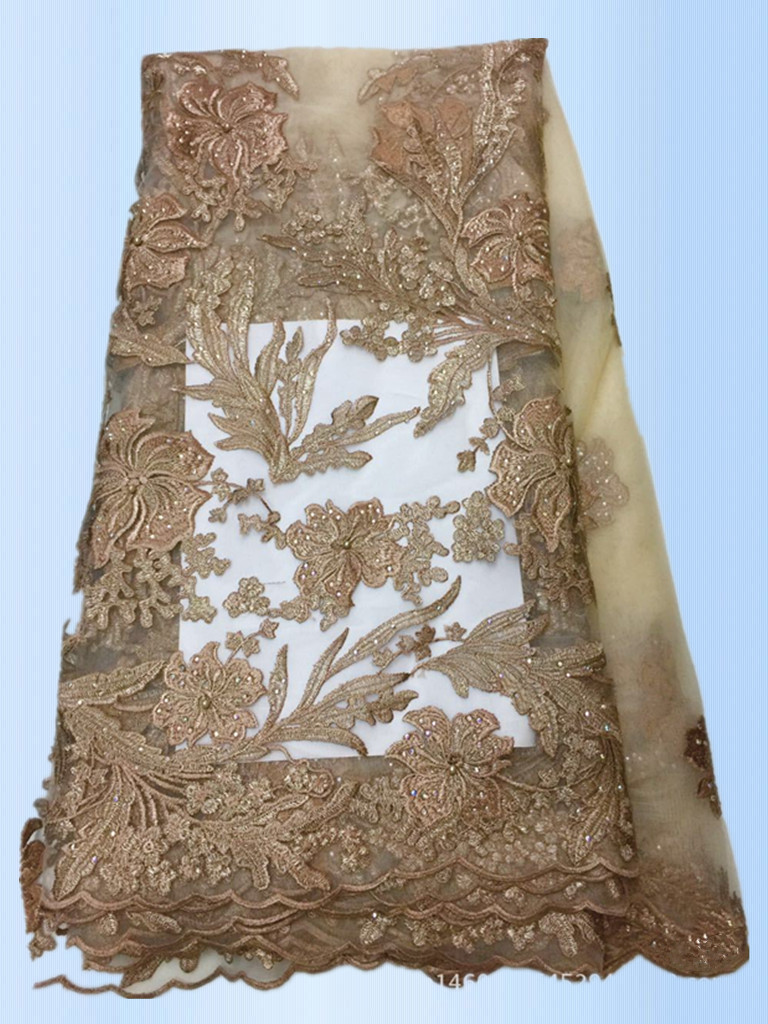 2017 High Quality Lace Tulle Styles 3D Embroidery Laces Fabric With Rhinestone with Different Color