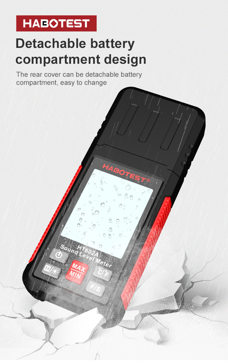 HT602A Sound Level Meter Digital Handheld DB Meter Sonometros Noise Audio Level Meter 30-130dB Decibels Mini Sound Meter
