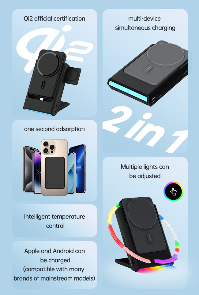 Removable Iphone Wireless Charger Power Bank Hidden 3 In 1 Wireless Charger