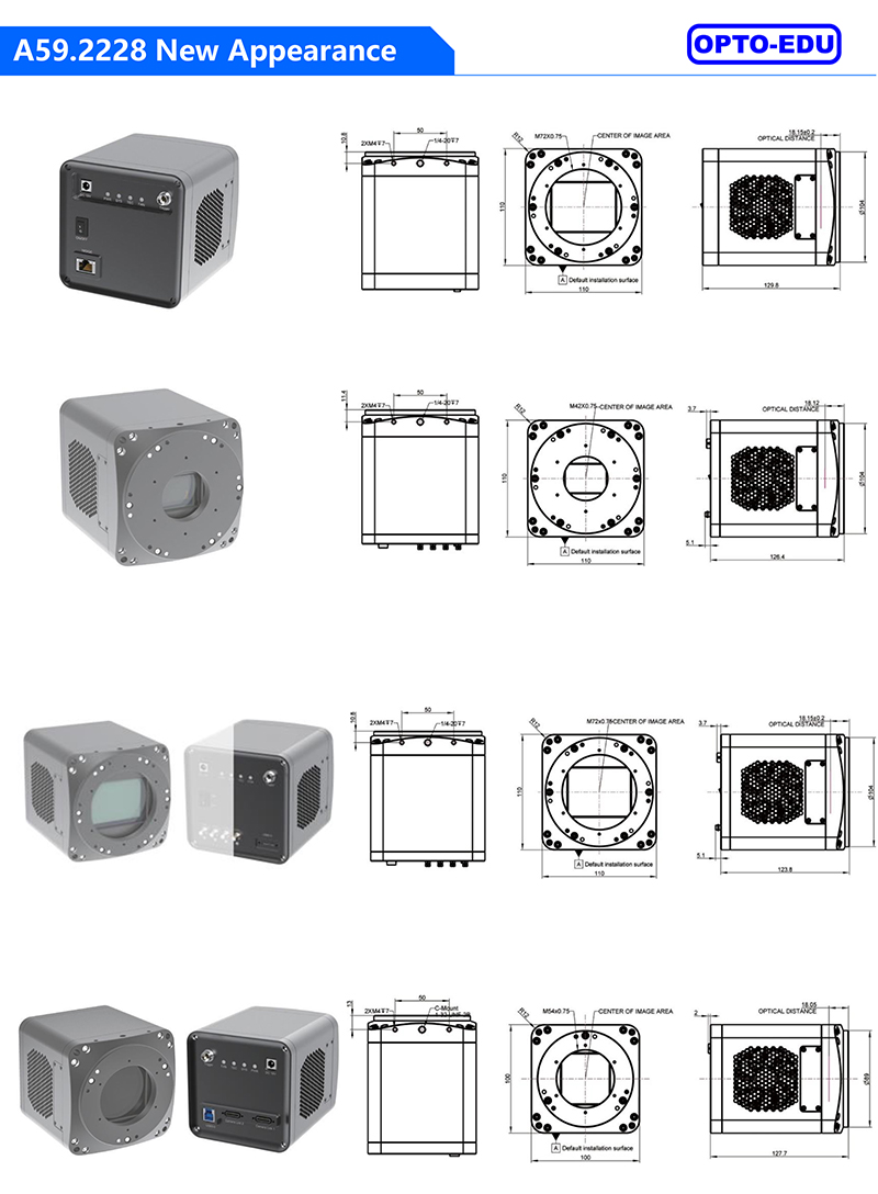 OPTO-EDU A59.2228 TE-Cooling M52/C-mount USB3.0 CMOS Camera 4.2M~61M