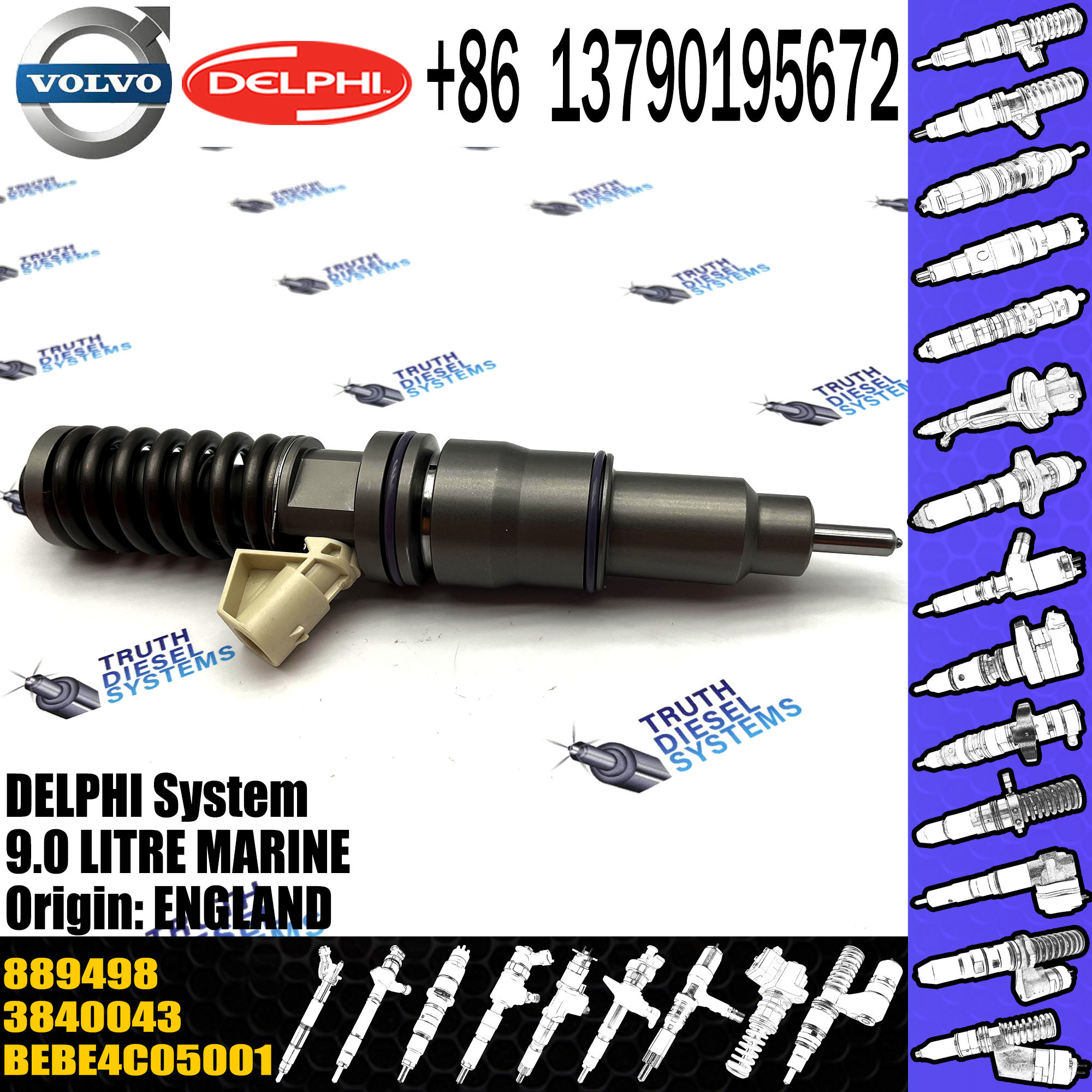 High Quality Diesel Fuel Injector BEBE4L13001 VOE21714948 889498 For VOL Cummins excavator D13 D16 EC210 EC 22012829