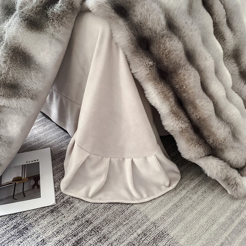 Luxury and Warmth with Sustainable Milk Velvet Mink Rabbit Fur Bedding Set