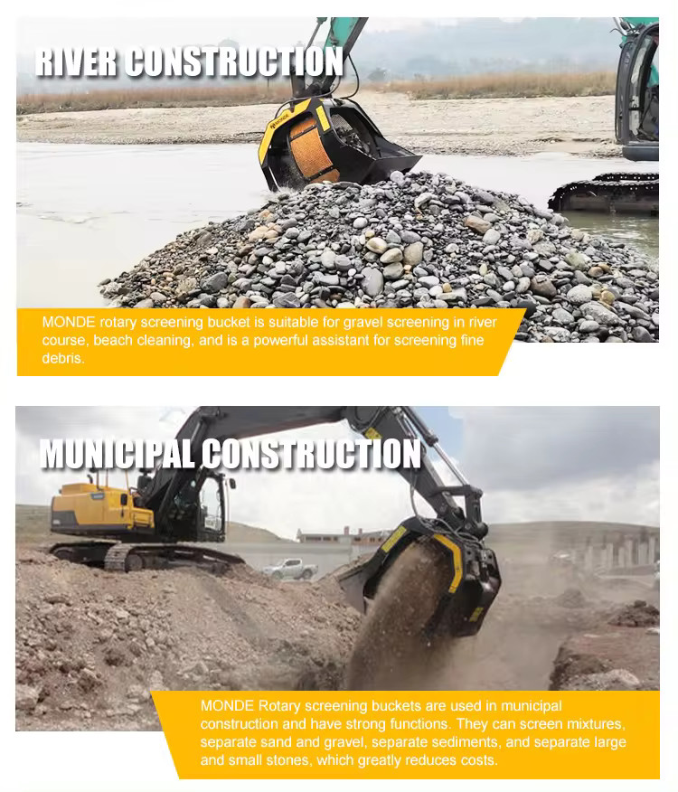 Rotary Screening Bucket Excavator Attachments Hydraulic Drum Screening Hopper Rotating Screening Bucket