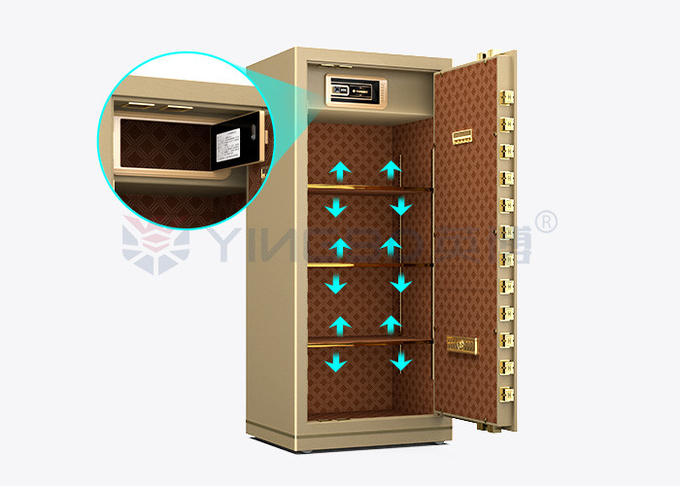Gold Solid Steel Fingerprint Lock Office Safe Box Dual Alarm YB/N7-150