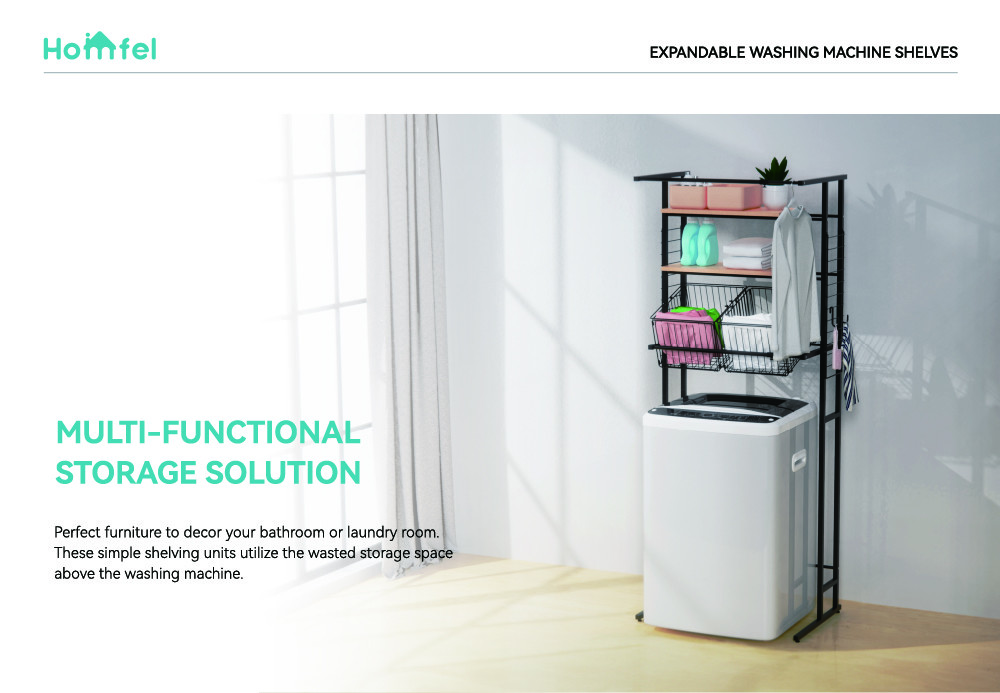 Pull Out Expandable 3-Tier Laundry Room Shelf Over The Washing Machine Storage Rack Space Saver Shelving Units With Rod
