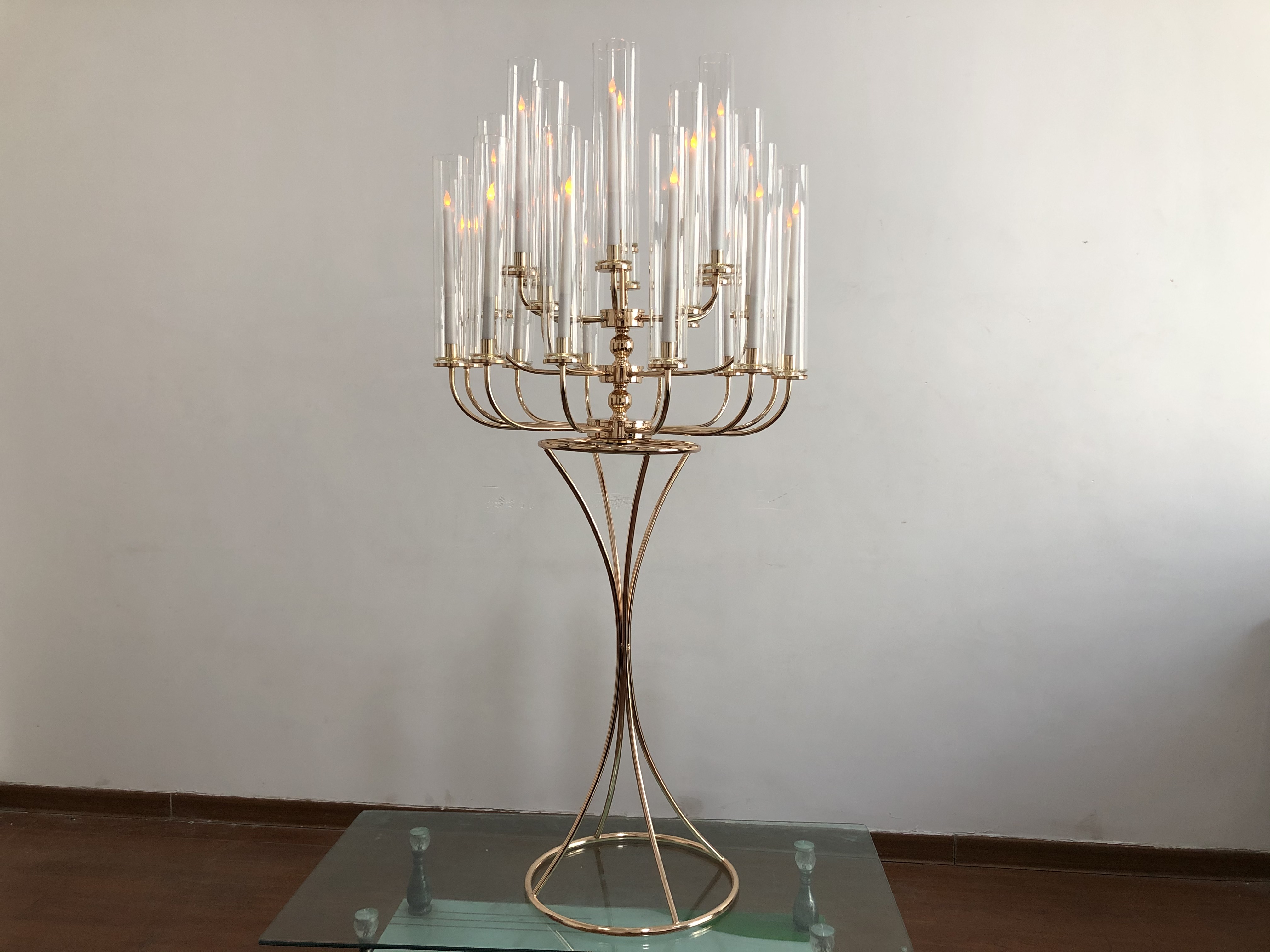 9 Arms 95cm Tall Crystal Glass Candelabras Acrylic Crystal Candle Holder Centerpieces