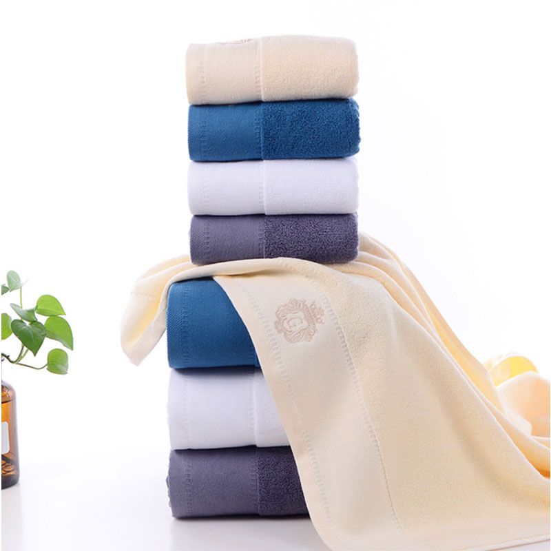 Custom Logo Embroidery White Cotton Towels Pure Cotton Soft Absorbent Towel for Hotel