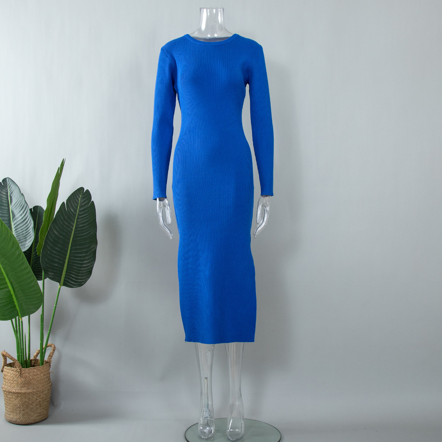 Midi Elegant Dresses Women Dresses Formal Work Casual Knitted Female One Piece Clothing