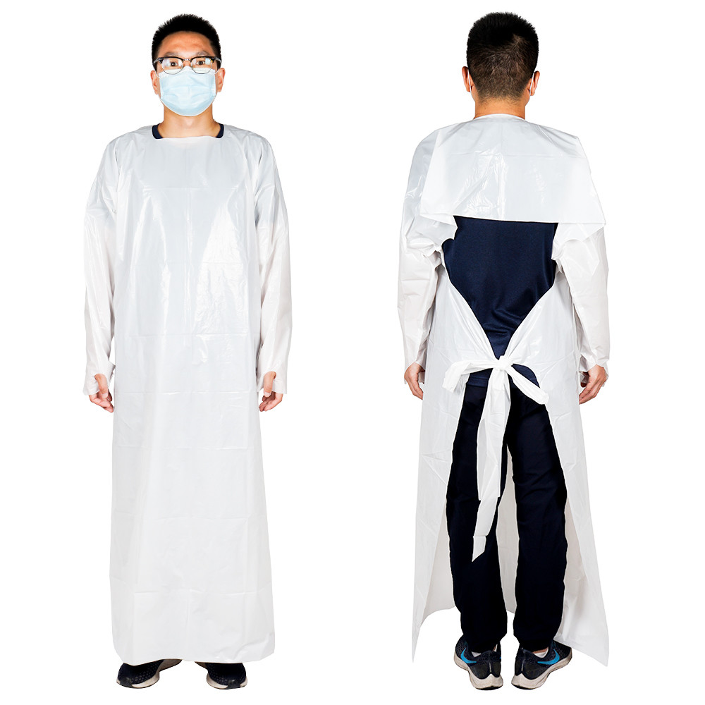 PE Waterproof Dustproof Medical Disposable Plastic Apron With Long Sleeves