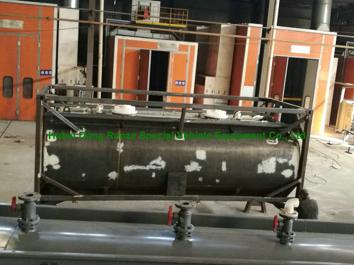 Chemical 20ft Tank Container For High Corrosive Hydrochloric Acid , Sodium Hypochlorite