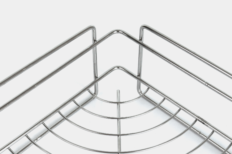 Stainless Steel Wall Mounted Corner Basket Damage Free Hanging Bathroom Corner Shelf Adhesive
