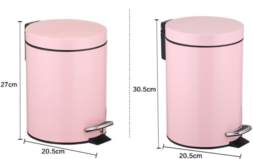 Metal Office Home Indoor Trash Can With Step Pedal 7L Dust Bin Storage