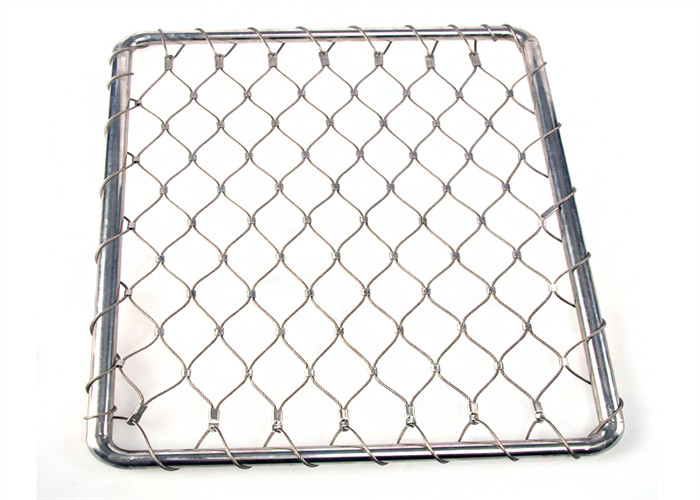 Flexible Diamond 7 × 7 Stainless Steel Ferrule Rope Mesh Fence For Safety Net