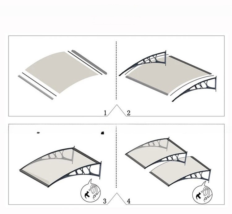 600mm Polycarbonate Awning Canopy Window With Plastic Bracket