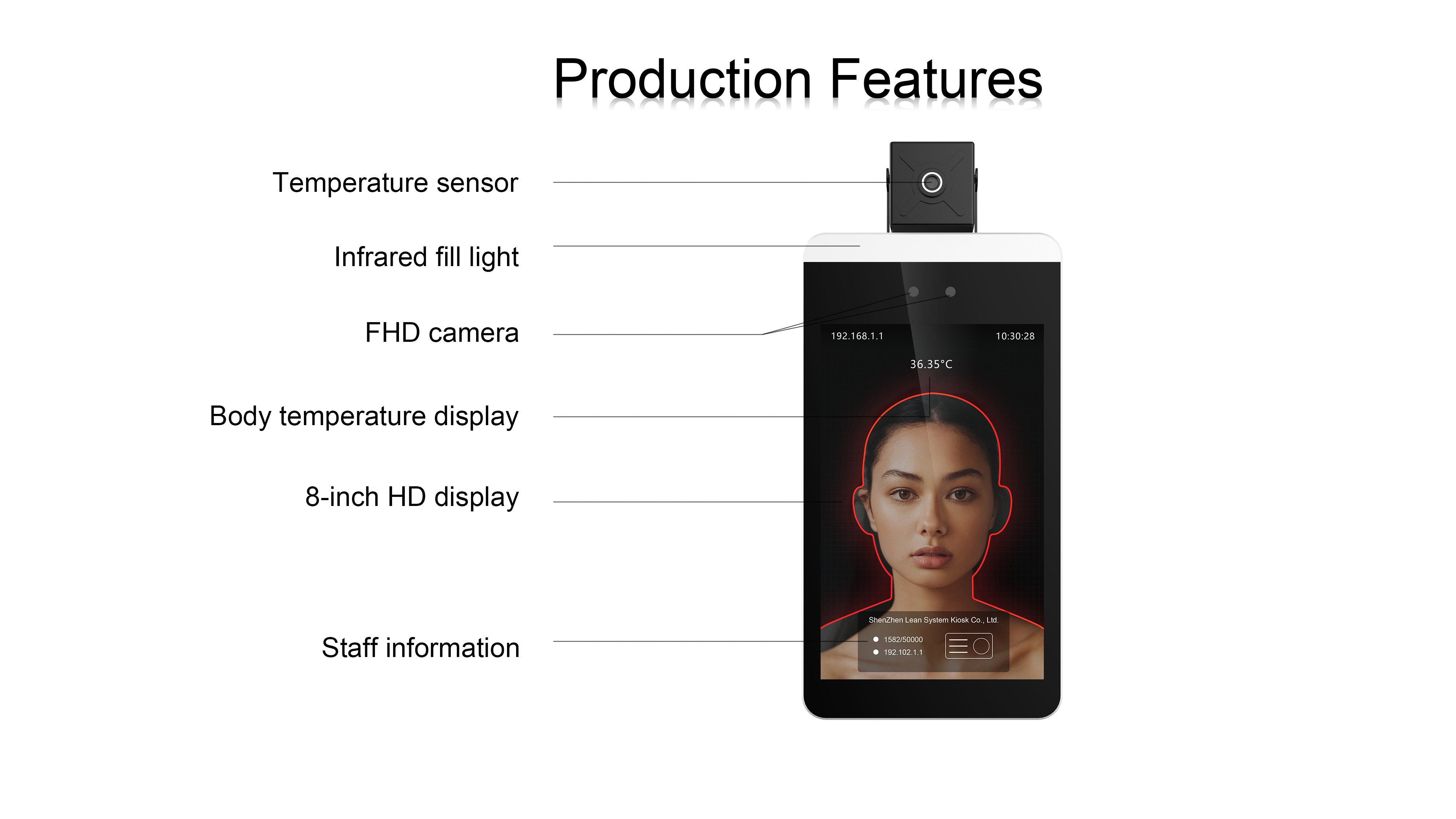 Digital Flatbed Scanner Face Recognition Thermometer Floor Standing
