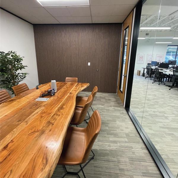 Interior Fluted Linear Slat Wooden Grooved Acoustic Panels Sound Absorption