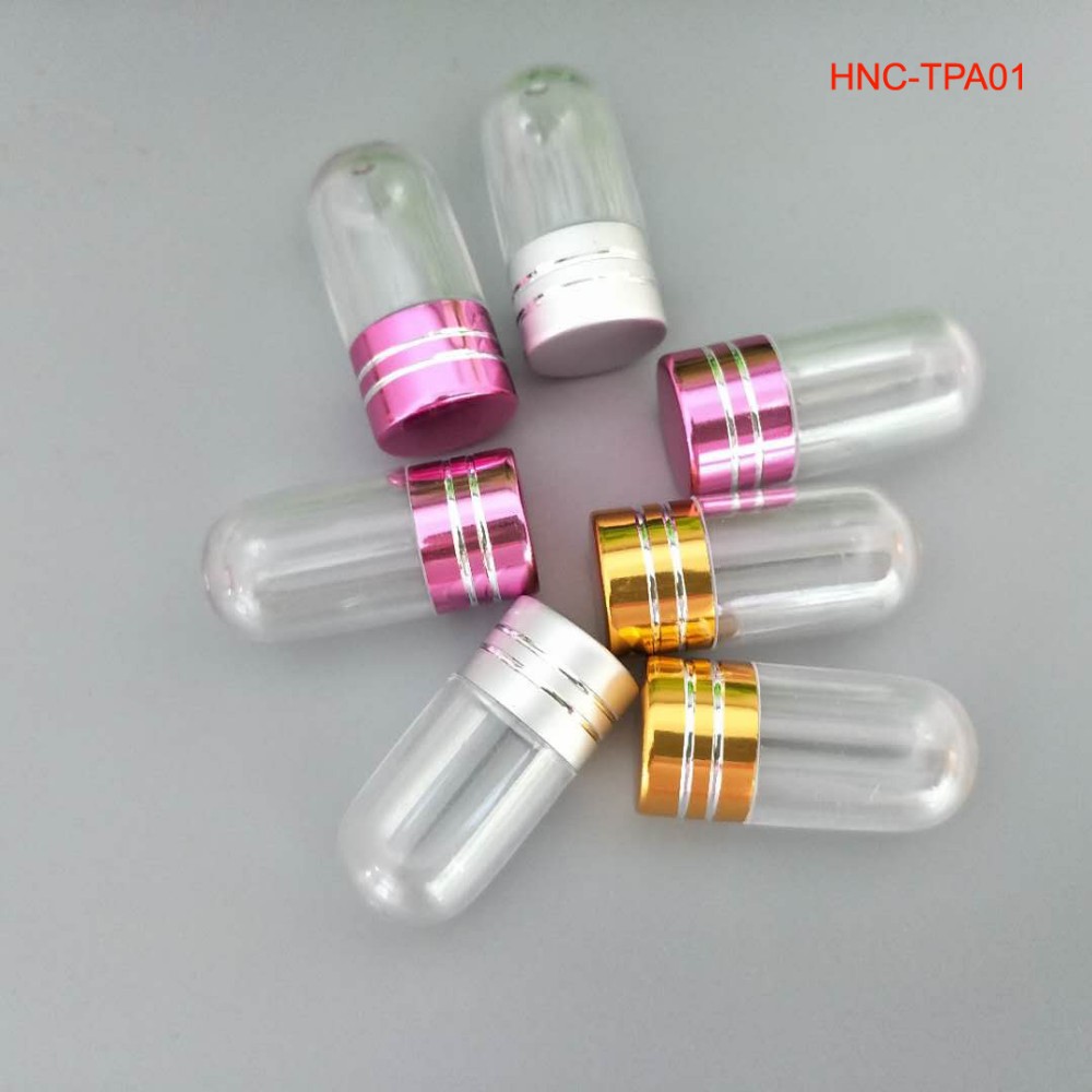 Silver ISO9001 Clear Pill Bottles With Aluminum Bullet Cap