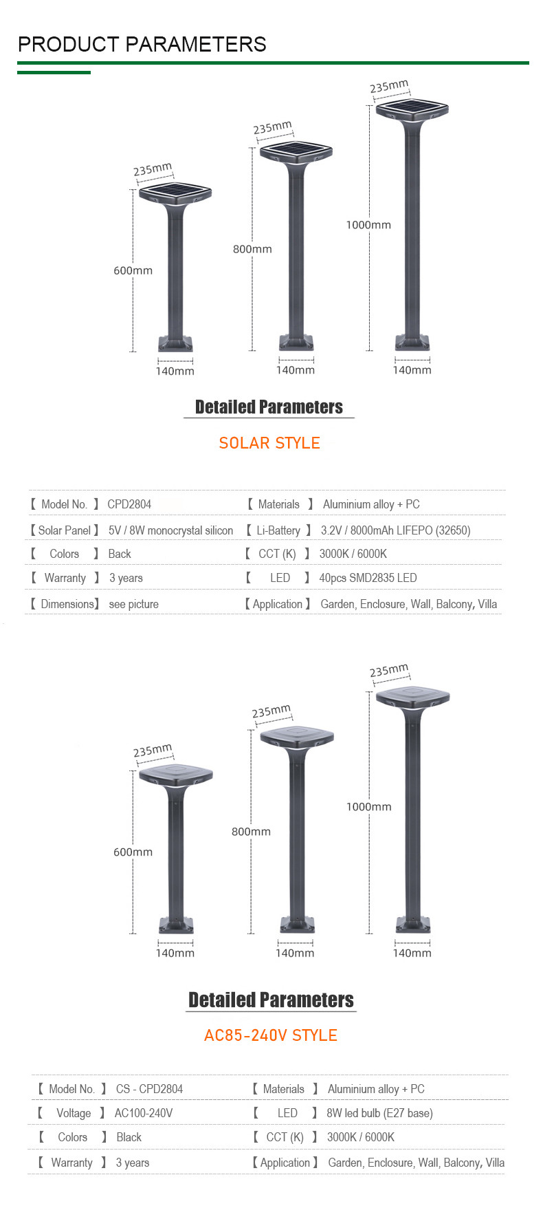 Solar Powered Lamp Waterproof IP65 Landscape Lighting Yard Lawn Decoration