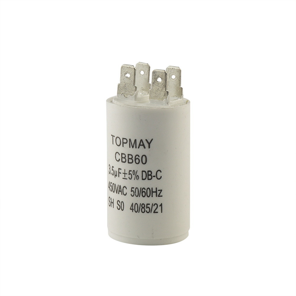 CBB60 AC Motor Run Capacitor 3.5uF 450VAC Wire Leads Terminal For Washing Machine