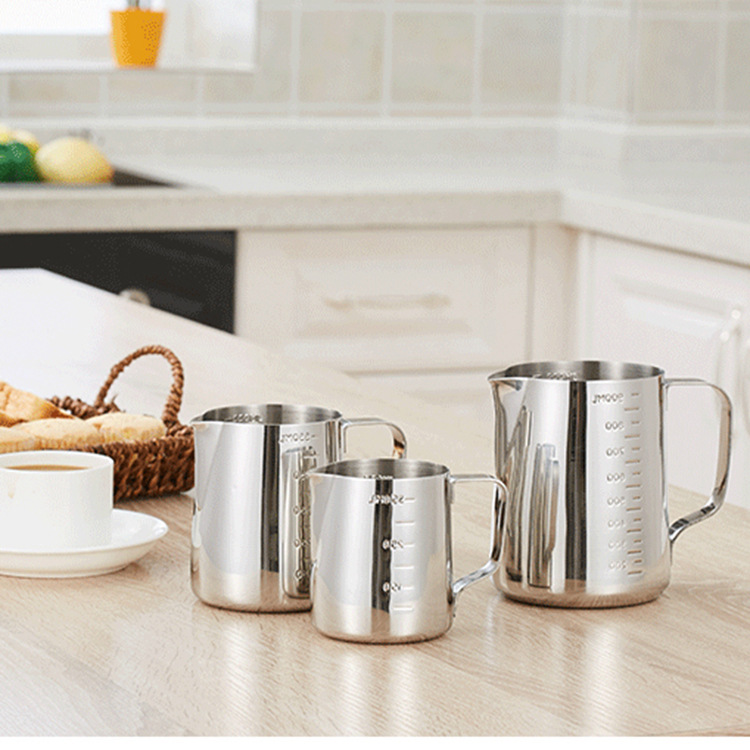 Simple Stainless Steel Milk Frothing Jug Garland Cup With Measurement