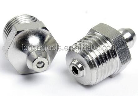 Drill Sleeve and Button Connection 1/4"-19 BSP Stainless Steel Straight Grease Fitting Cap with Round Flat Head Code