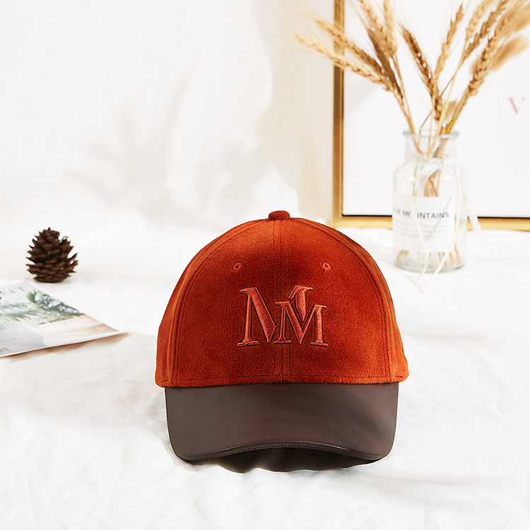 Velvet Adjustable Orange 62cm Embroidery Baseball Cap
