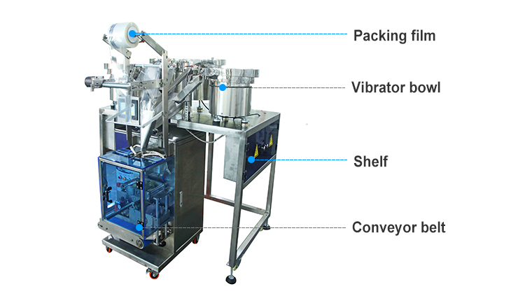 Four Vibrator Bowl Packaging Machine Fastener Bolt Lock Washer Nuts Counting Packing System with Vibrating Feeder