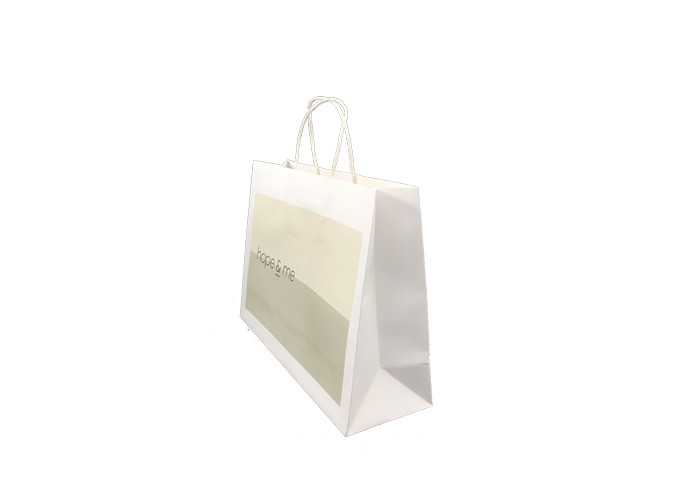 Natural White Kraft Paper Bags For Gift Packaging Fashionable Appearance