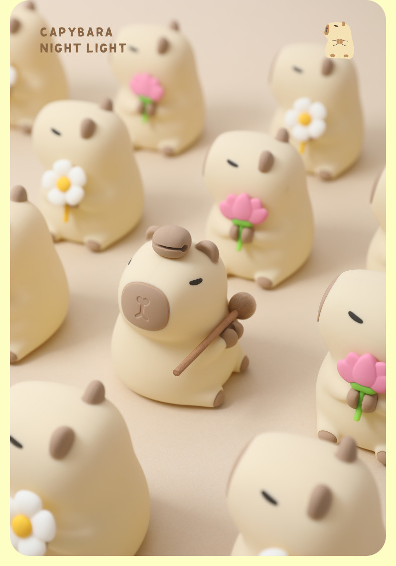 Funny Cartoon Capybara Night Light Tap Control 1200mAh Rechargeable Sleeping Night Light With 7 Changeable Color