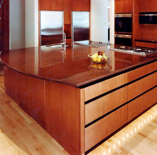 Polished Flamed Granite Stone , India Imperial Flower Red Granite Slab