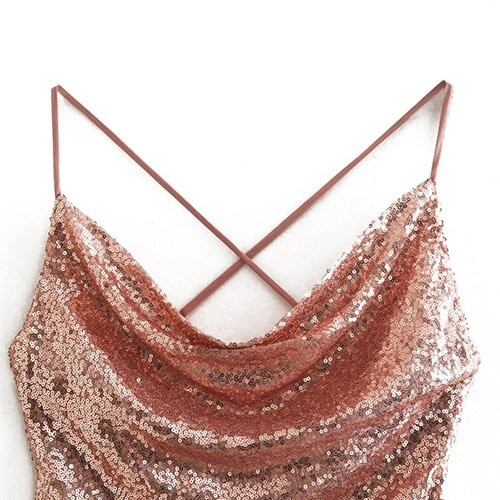 OEM maufactory Sexy Sleeveless Temperament Sequins Polyester Skirt V Neck Skirt Dress