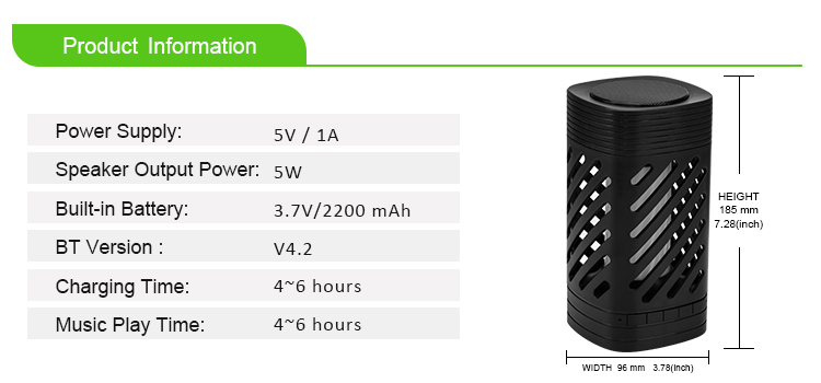 Built In Li-Battery Mini Portable Wireless Bluetooth Flame Speaker