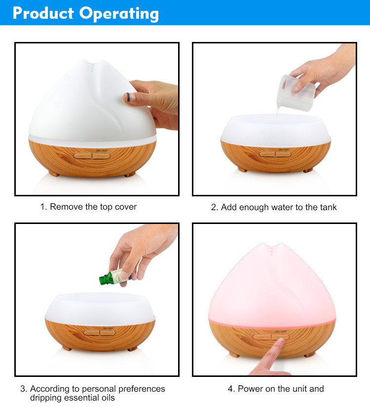 Wood Grain Base 400ml Smart WiFi Aroma Essential Oil Diffuser