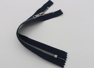 China High Polished Thin Closed Ended Metal Zips , Silver Teeth Purse Ykk Handbag Zippers on sale