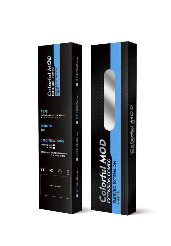 PSU Cable Extension Male To Female Sleeved Cable Extension Kit 18AWG 30cm For Computer Power Supply Cable Black/White