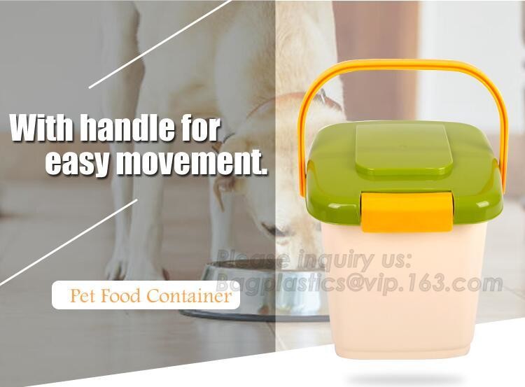 Food Container With Fresh-Tite Seal, Pet Food Bucket, Double Layer With Wheels Sealed Storage Box