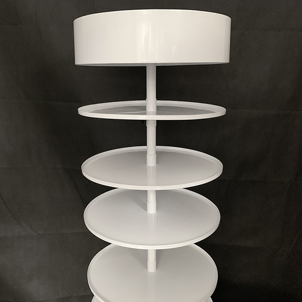 Width 600mm Height 1810mm Rotating Display Rack , Round Metal Display Stand White