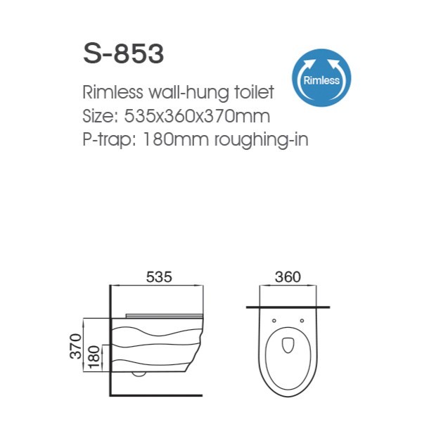 White Ceramic Sanitary Ware One Piece Toilet Wall Hung Back To Wall Rimless