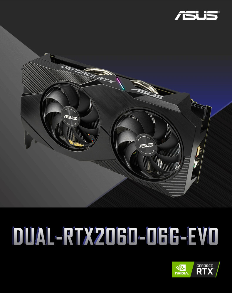 GDDR6 6GB RTX 2060 Graphics Card 14000MHz HDMI Outputs DUAL-RTX 2060-O6G-EVO