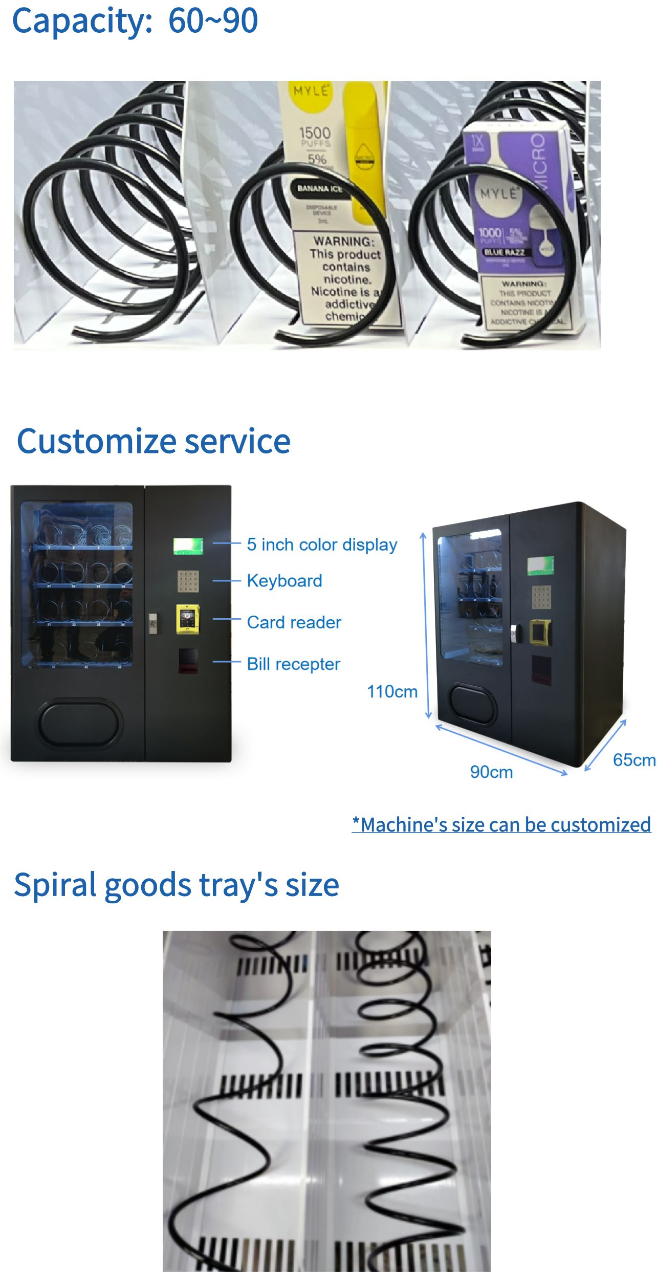 capacity customized service and goods tray of Mini Snack Beverage Small Item Vending Machine
