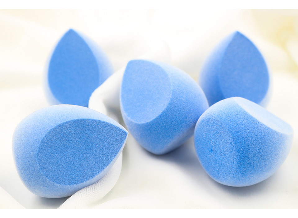 Blue Face Makeup Sponge Puff Facial Cosmetic Concealer Cream Foundation Powder Blender Puff Set Egg Stand Holder Box