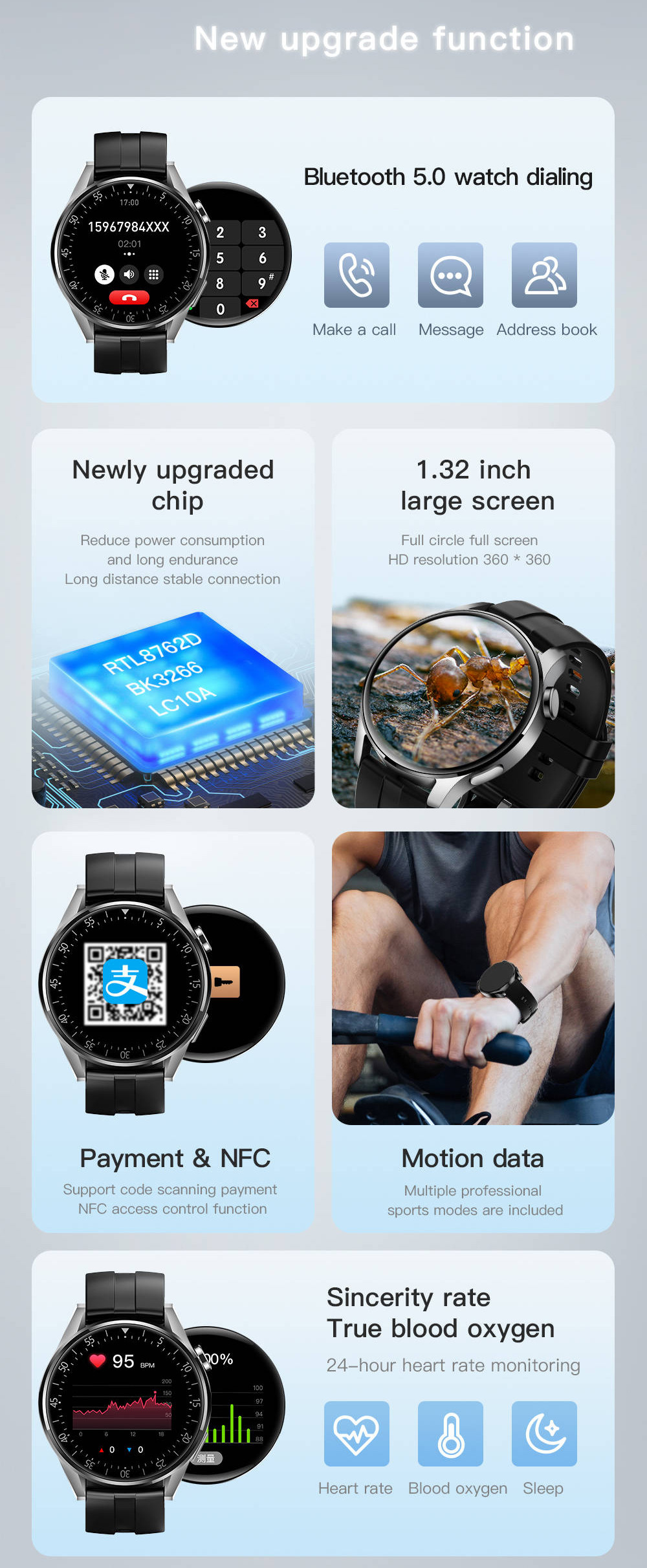 NFC Bluetooth Bluetooth IOT Devices Blood Oxygen Multi Sport Mode Fitness Tracker